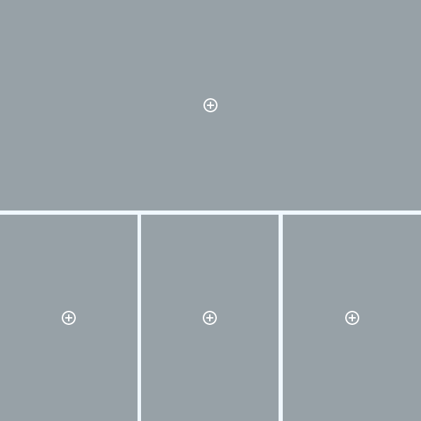 Сделать коллаж из четырёх фотографий, одна сверху и три снизу